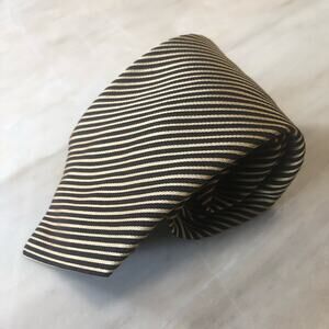 Canali Mens gold black Striped 100% Silk Neck Tie men’s luxury classic